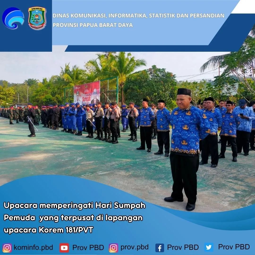 Upacara memperingati Hari Sumpah Pemuda yang terpusat di lapangan upacara Korem 181/PVT .