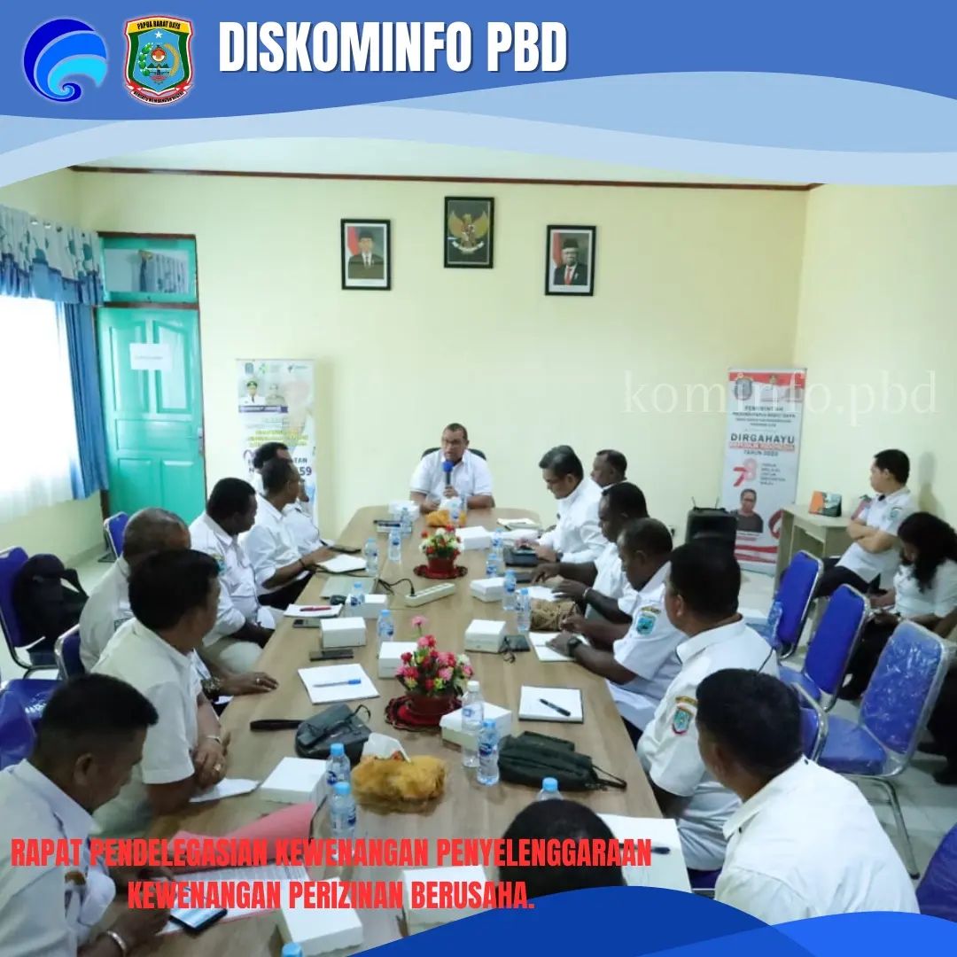 Rapat pendelegasian kewenang penyelenggaraan perijinan berusaha bertempat di ruang rapat Dinas kesehatan Provinsi Papua Barat Daya