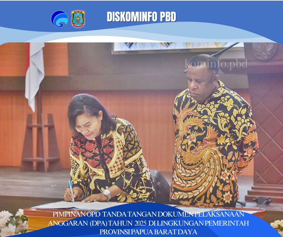 Pimpinan Organisasi Perangkat Daerah (OPD), dilingkungan Pemerintah Provinsi Papua Barat Daya pada Kamis 23 Januari 2025 telah menerima dan menandatangani Dokumen Pelaksanaan Anggaran Tahun 2025 di Ruang Rapat Kantor Gubernur.