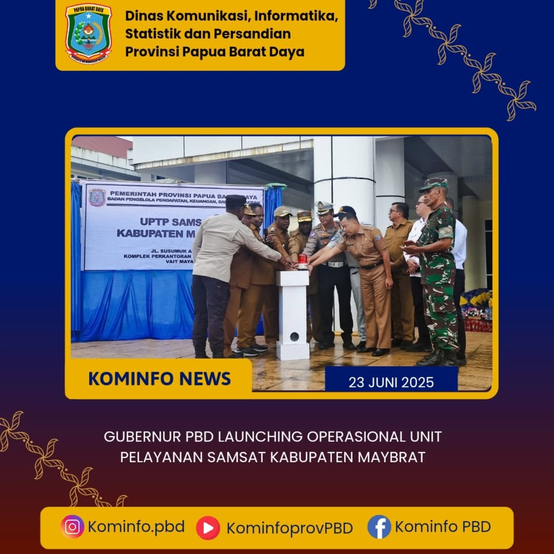 Gubernur PBD Launching Operasional UPT Samsat Kabupaten Maybrat